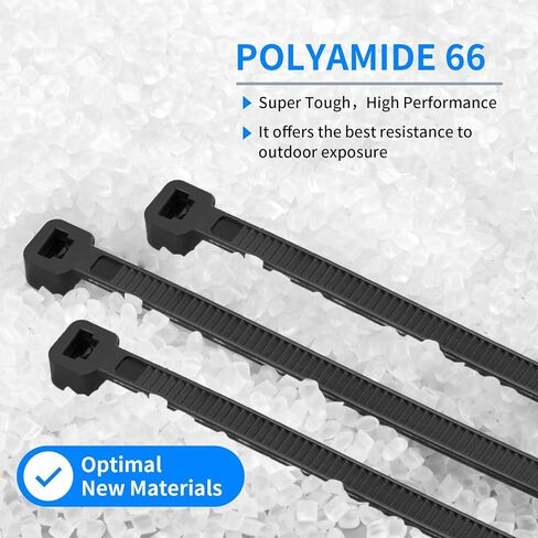 1100pcs 8 بوصة روابط zip 70 رطلا قوة الشد ، 1000pcs سوداء+أبيض 100pcs ، وعلاقات الكابلات المقاومة للأشعة فوق البنفسجية الثقيلة مع ربطات نايلون القفل للذات لخطوط داخلية في الهواء الطلق in Kuwait