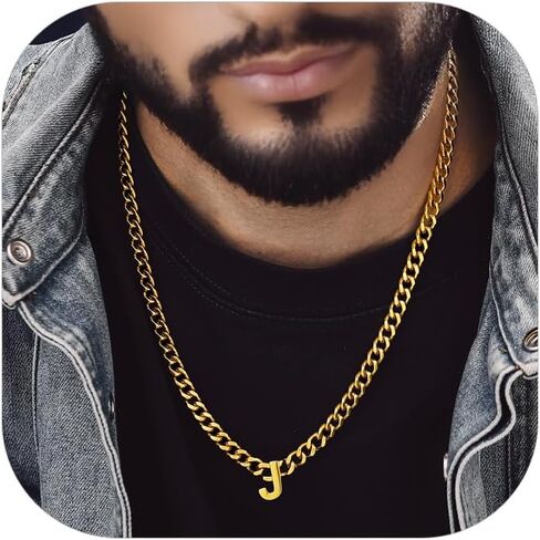 Bandmax رجالي الأولي قلادة المختنق الفولاذ المقاوم للصدأ/الذهب/أسود 7 مللي متر واسعة مكتنزة رسالة قلادة سلسلة قلادة للرجال 18 بوصة + 2 بوصة in Saudi Arabia