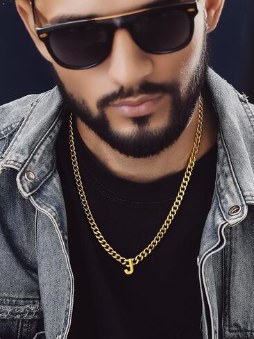 Bandmax رجالي الأولي قلادة المختنق الفولاذ المقاوم للصدأ/الذهب/أسود 7 مللي متر واسعة مكتنزة رسالة قلادة سلسلة قلادة للرجال 18 بوصة + 2 بوصة in Saudi Arabia