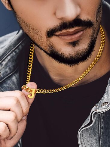 Bandmax رجالي الأولي قلادة المختنق الفولاذ المقاوم للصدأ/الذهب/أسود 7 مللي متر واسعة مكتنزة رسالة قلادة سلسلة قلادة للرجال 18 بوصة + 2 بوصة in Saudi Arabia