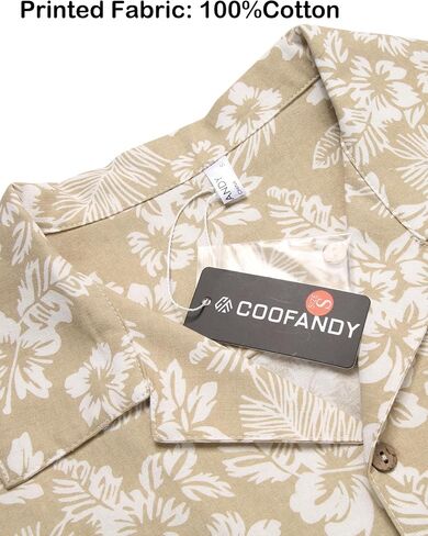 COOFANDY Men Floral Cotton Shirts Front Pocket Short Sleeve Casual Summer Shirts in Saudi Arabia
