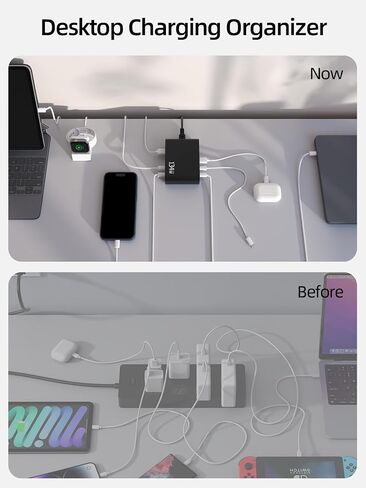 8 Port 134W Charging Station, Dual 67W USB C Charger Block, Fast Charger Desktop Organizer for iPhone, MacBook, Samsung, Laptops, and More (Flat Plug, Black) in Saudi Arabia
