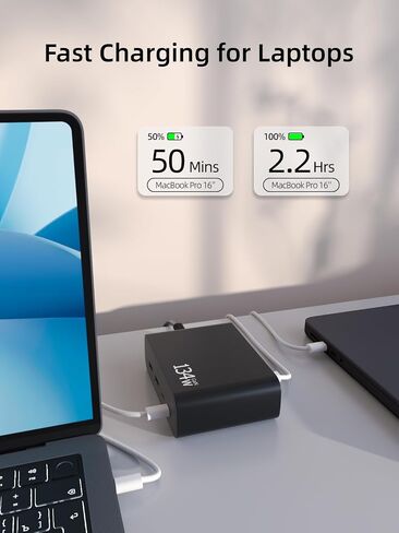 8 Port 134W Charging Station, Dual 67W USB C Charger Block, Fast Charger Desktop Organizer for iPhone, MacBook, Samsung, Laptops, and More (Flat Plug, Black) in Saudi Arabia