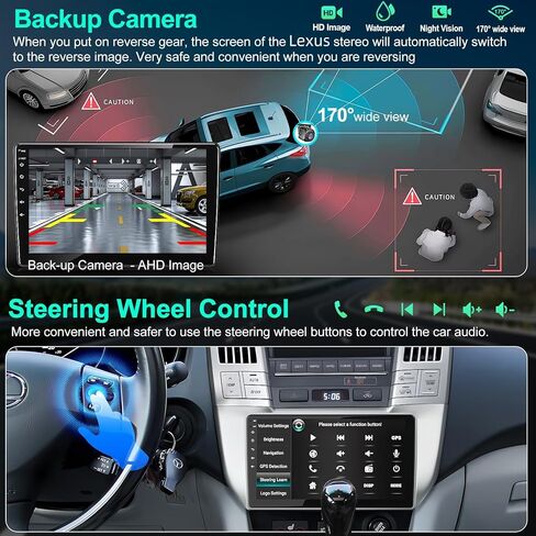 [4+64g] راديو سيارة لـ Lexus RX300/RX330/RX350/RX400H 2003-2009 مع Carpaly اللاسلكي و Android Auto ، 9 بوصة IPS شاشة اللمس ستيريو مع GPS التنقل/Bluetooth in Kuwait