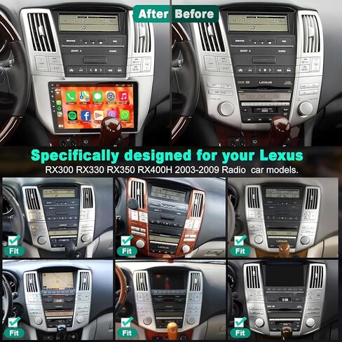 [4+64g] راديو سيارة لـ Lexus RX300/RX330/RX350/RX400H 2003-2009 مع Carpaly اللاسلكي و Android Auto ، 9 بوصة IPS شاشة اللمس ستيريو مع GPS التنقل/Bluetooth in Kuwait