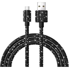كابل USB إلى USB C 4ft 60W CABLE CABLE لشاحن iPhone Charger Bling Bling Black Black Diamond Phone Charger Cable Cable Cable Sharging Cable for iPhone 16 15 Plus Pro Max Samsung Galaxy S24 S23