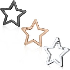 3pcs Cute Star Carabiner Clip, Zinc Alloy Star-Shaped Keychain Clip Spring Snap Key Chain Key Holder Keyring for Traveling Campling Hiking Fishing Outdoor Bag Accessories (3 Colors)