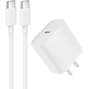USB C Charger, 20W USB C Fast Wall Charger Adapter with 6 FT USB-C to C Cable for iPhone 15/15 Plus/ 15 Pro/ 15 Pro Max, iPad, Samsung