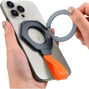 OATSBASF Magnetic Phone Grip Holder, 360°Rotation Ring Kickstand, Compatible with MagSafe Ring Removable, Compatible with MagSafe Accessories for iPhone 16/15/14/13/12 Series&Android (Gray)