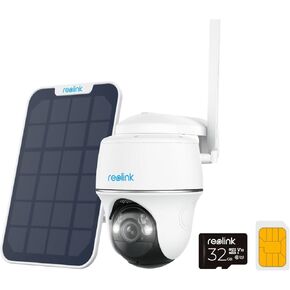 REOLINK 5MP 4G LTE Cellular Security Camera Outdoor, 360° Pan-Tilt, Sim+32GB SD Card Included, Wireless Solar Powered, Color Night Vision, Smart AI Detection, Go PT Plus+Solar Panel, Updated Version