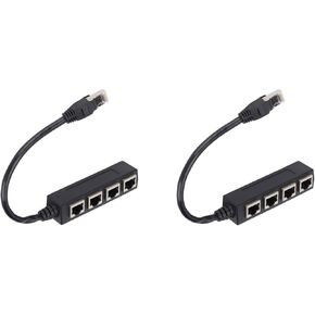 SUNGOOYUE 2pcs Ethernet Splitter, 1 to 4 Rj45 High Speed Splitter Adapter Network Cable Adapter