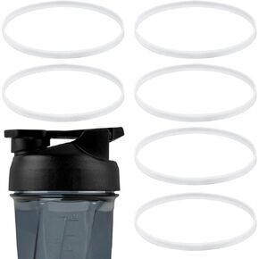 6pcs Gasket for HELIMIX 2.0 Vortex Blender Shaker Bottle 28oz, Silicone Sealing Ring Seal Parts Leak-Proof Water Bottle Lid O Ring Seal Part for Cup Lid BPA Free Accessories Replacement(White)