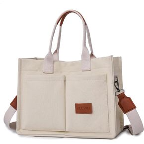 ALUWU Canvas Corduroy Tote Bag Casual Work Shoulder Handbags for Women Cute Purses in Kuwait