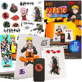 Naruto Decal Stickers - Bundle with 27 Assorted Naruto Decals for Laptops, Cell Phones, Water Bottles, Cars, More Plus Bookmark