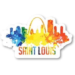 Saint Louis Sticker City Skyline Watercolor Stickers - 3 Pack - Set of 2.5, 3 and 4 Inch Vinyl Laptop Stickers - for Laptop, Phone, Water Bottle, Car & More Decal (3 Pack) S215031-3Pack