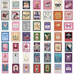 50pcs Book Trope Stamps Bookish Tropes, Bookworm Stickers,Dark Romance, Laptop Stickers Vinyl Waterproof, Skateboard Pack Laptop Scrapbook Suitcase Luggage Guitar Computer