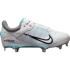 Nike Women's Hyperdiamond 4 Elite Softball Cleats (6.5, White/Pure Platinum/Wolf Grey/Black)