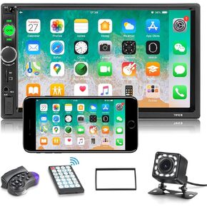 Double Din Bluetooth Car Stereo 7 inch HD Touch Screen Car Radio with Backup Camera Support Mirror Link for Android/iOS