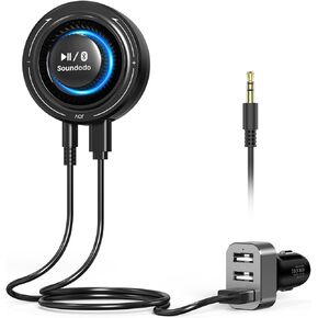 Bluetooth Car Adapter, AUX Bluetooth Adapter for Car/Home Stereo/Hands-Free Calls, Bluetooth Aux Adapter with 3 Ports USB Car Charger, Support Dual Connection/MIC/Noise Reduction Isolator