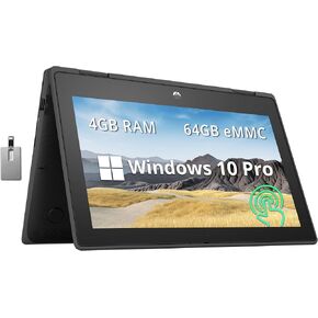 HP ProBook x360 11.6" HD Touchscreen 2-in-1 Laptop, Intel Celeron N5100, 4GB LPDDR4 RAM, 64GB eMMC Storage, HD Webcam, Windows 10 Pro, Black, 32GB Hotface USB Card (Renewed)