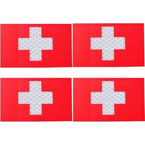 4pcs IR Reflective Red Cross Medic Patches Infrared EMS EMT Tactical Military Armband Hook and Loop First Aid Morale Patches for IFAK EDC Bag Plate Carrier Backpacks