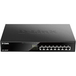 D-Link DGS-1008MP 8-Port Gigabit Unmanaged Metal Desktop Switch with 8 PoE+ Port - Up to 30 W per Port with 125 W PoE Budget