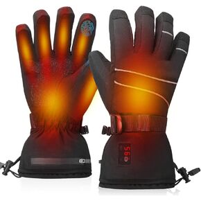 Heated Gloves for Men Women, Rechargeable Battery Gloves Waterproof with Temperature Display,Touchscreen Electric Heating Gloves (Thickened, Large)