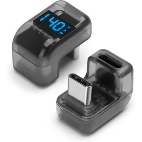 USB 4.0 Digital Display USB C Male to Female 40Gbps Adapter (2 Pack), 180 Degree Angled Connector 140W Power 8K@60Hz Video Compatible with iPhone 16, Samsung and More USB-C Devices, Black