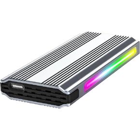 USB Type C, RGB M.2 Enclosure Aluminum M2 SSD Case USB Type-C 3.1 10Gbps Solid State Dual Protocol Hard Drive Box with RGB LED