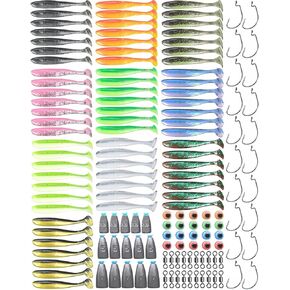Fishing Weights Sinkers Beads Bullet Sinkers Soft Lures Texas Rig Carolina Rig Kit Bass Fishing Accessories 145pcs Kit