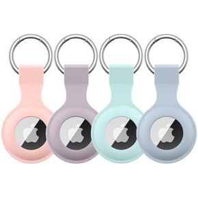 4 حزمة Airtag Case Holder لعلامة Apple Air ، حالة Airtag مع سلسلة مفاتيح مضادة للضوء ، وغطاء واقي من السيليكون لحقائب الظهر للأطفال ، وأيبار الكلاب ، والأمتعة ، وملحقات Airtag الواقية متعددة الألوان متعددة الألوان