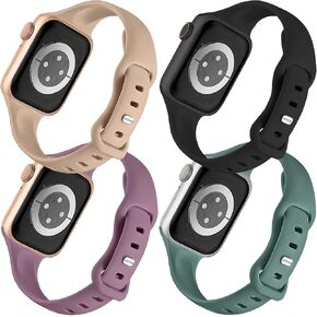 4 Pack Slim Watch Band متوافق مع Apple Watch Band 38mm 40mm 41mm ، Silicone Slim Sport Watch Band متوافق مع Iwatch Apple Watch Series Ultra 8 7 6 5 4 3 2 1 SE Women in Saudi Arabia