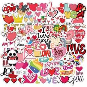 Love Stickers 50 Pcs Cute Valentine's Day Stickers Heart Stickers for Kids Friends Family, Gift Decoration Stickers Pack for Laptop, Water Bottles, Scrapbook for Kids Adult