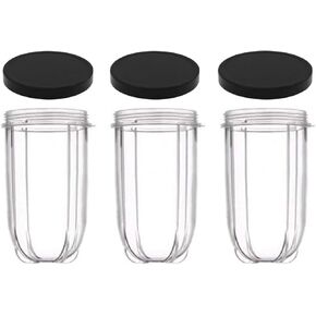 16 oz M agicBulletCups, M agic Bullet Blender Parts, 6 Piece Set - 3 Replacement Nutribullet Blender Cups with Lids, Personal Blender for Milkshakes and Smoothies