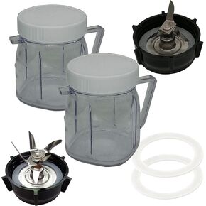 Replacement Stainless Steel 4-point and 6-point Ice Crushing Blade with FUSION Bottom Cap screw 2pcs Mini Cups,Compatible with Oster Classic Series Blender and osterizer blenders