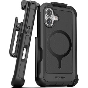 Encased Compatible with iPhone 16 Plus Case with Built-in Screen Protector and Phone Holster Belt Clip (Compatible with MagSafe) Heavy-Duty Hybrid Rugged Cover