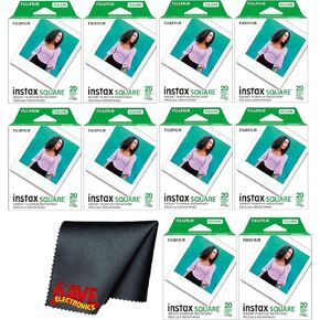 Fujifilm instax Square Instant Film (200 Photo Exposures) Bundle with Diginerds Microfiber Cleaning Cloth
