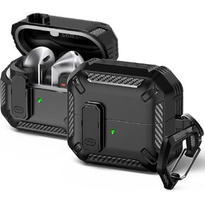 RFUNGUANGO Lock Fit Designed for Samsung Galaxy Buds3 Pro and Galaxy Buds 3 (2024) Case with Secure Lock Protection - Matte Black