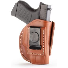 1791 GunLeather 4-Way G43 Holster - OWB and IWB CCW - Right Handed Leather Gun Holster - Fits Glock 43 (G43), Glock 42 (G42), Kahr CW380 and S&W Bodyguard