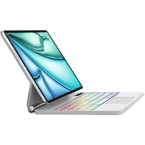 Magic Keyboard Case for iPad Air 11-inch(M2) 2024 & iPad Air 5th/4th Gen & iPad Pro 11 (4th/3rd/2nd/1st Gen), Keyboard with Multi-Touch Trackpad, Floating Magnetic Stand, Rainbow Backlit, White