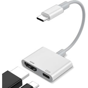 USB C to HDMI Adapter for iPhone 15/16,Digital AV Audio Dongle, 4K Video & Audio Sync Screen Converter with 100W Fast Charge, Type C to HDMI Adapter for iPhone 15, iPhone 16, MacBook, iPad Pro,Galaxy