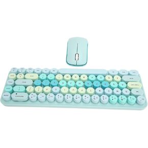 Zunate Retro Keyboard and Mouse, 68 Keys Portable Gaming Keyboard Mouse Combo with USB Receiver, Mixed Color, Round Keycaps for for, PC, Laptop, Desktop (#1)