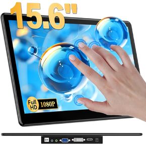 Gallagher 15.6'' Touchscreen Portable Monitor,VESA Touchscreen Display,1080P 10-Point HDMI DVI VGA Port Ultra-Slim Portable Laptop Touchscreen Monitor for PC MacBook Phone PS Xbox Switch(15.6")