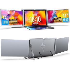 YUTOO Triple Laptop Screen Extender,[Only 1 Cable to Connect][16:10], FHD 1200P IPS Display, Laptop Monitor Screen Extender, for Windows, MacOS，14“ for 15"-17.3" Laptop