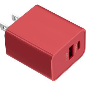 20W USB Type C Super Fast Charger with USB3.0 Port, Power Delivery Red Wall Charger Compatible with Phone 16/Phone 15/15 Plus/15 Pro Max/S24 Ultra/S23+/S22/S21/S20 and Other USB C Device