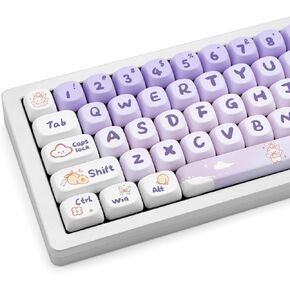 144 Keys Thick PBT MOA Profile Keycaps, Cute Green Keycaps Set, Dye Sub Kawaii Cherry Mx Keyboard Keycaps, Round Custom Keycaps Rabbit for ANSI Layout Mechanical Gaming Keyboard