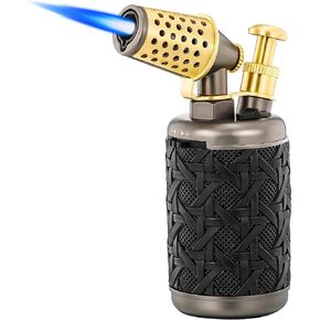 Ambrogio.L Jet Torch Lighter,Tabletop Refillable Butane Gas Windproof Cigar Copper Lighter with Cigar Punch Flame Lock