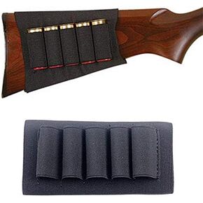 Rifle Hunting Tactical Shotgun Pouches 5 Butt Cartridges Stock Shell Holder Elastic Fabric Ammunition Carrier Pouch