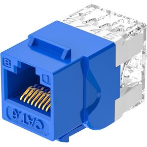Hnya Link RJ45 Cat6 UTP Keystone Jacks, 25-Pack,180-Degree Ethernet Keystone Jack, Gold-Plated Contacts - Ideal for Home Office Network Renovation - Blue