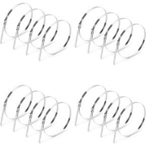 Stainless Steel Self-Locking Cable Ties, 11.8 inches, 16 Pieces, Heavy Duty 304 Grade